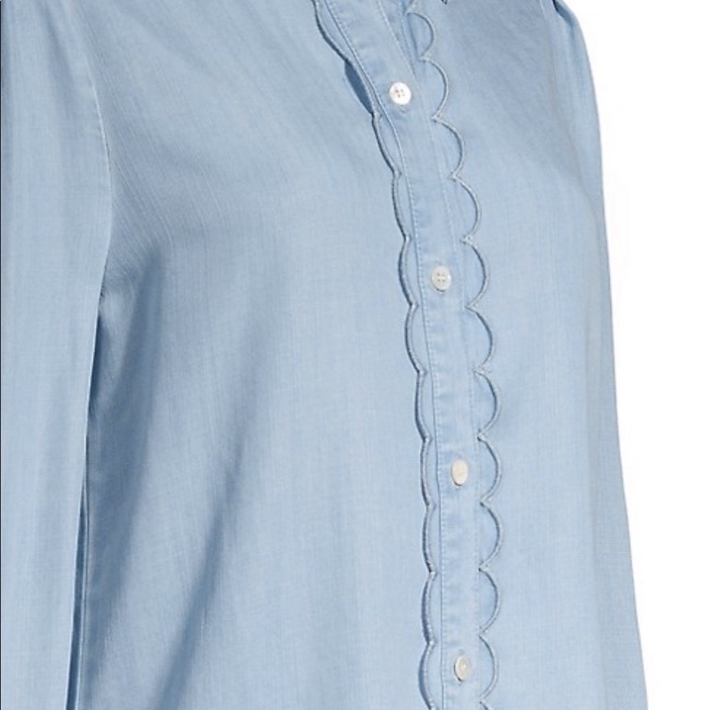 FRAME Scallop Trim Denim Shirt - Picture 8 of 10
